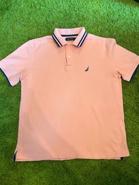 Nautica Light Pink Polo with Navy Trim